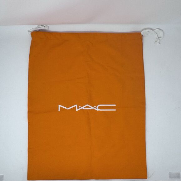 MAC Makeup Dust Bag Orange Canvas Travel 19.75”x16” - Picture 1 of 3